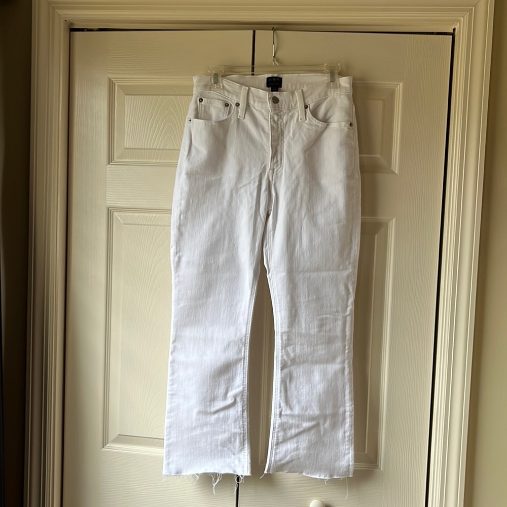 J Crew High Rise Crop Flair Raw Hem